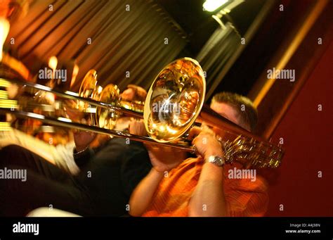 Set Of Musicians Playing The Slide Trombone Stock Photo Alamy