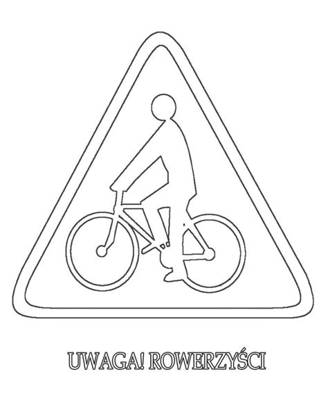 Znak Drogowy Uwaga Rowerzyści Kolorowanka