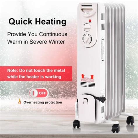 Gymax 1500w Oil Filled Radiator Space Heater W Adjustable Thermostat