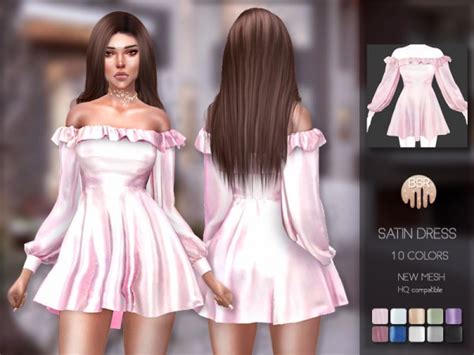 The Sims Resource Satin Dress Bd203 By Busra Tr • Sims 4 Downloads