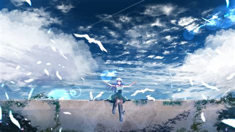 Download 1920x1080 Wallpaper Beautiful Scenery Anime Outdoor Anime Girl Full Hd Hdtv Fhd