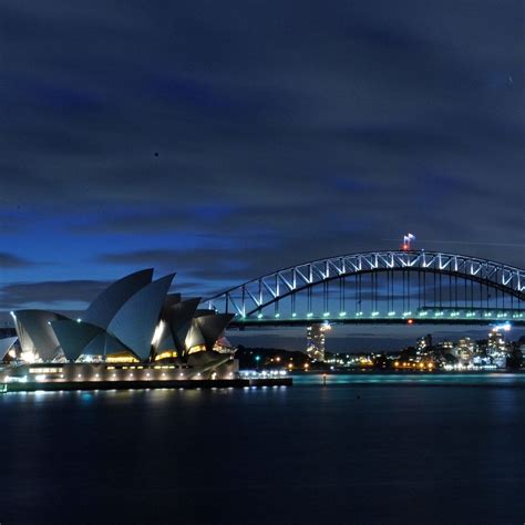 The Sydney Opera House And The Sydney Harbour Bridge At Night