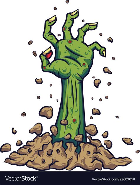 cartoon zombie hand out of the ground royalty free vector