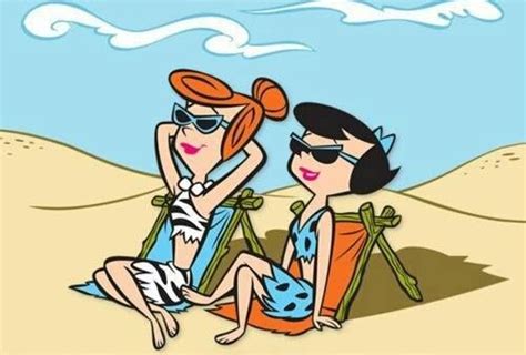 Wilma And Betty At The Beach Vintage Cartoon Classic Cartoon Characters Flintstones