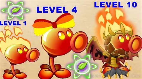 Fire Peashooter Pvz2 Level 1 4 10 Max Level In Plants Vs Zombies 2