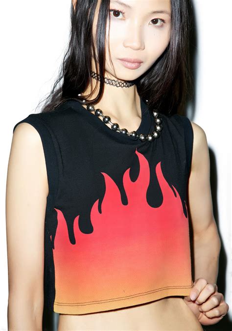 24hrs Up In Flames Crop Top Dolls Kill