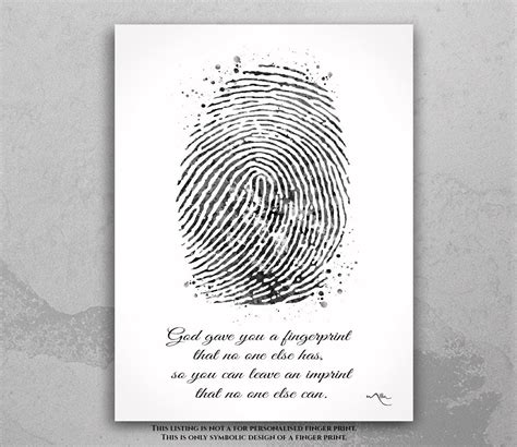 fingerprint quote watercolor print finger print poster etsy