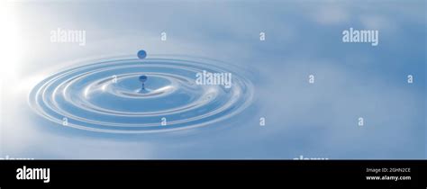 Concept Conceptual Blue Liquid Drop Falling In Water On Banner