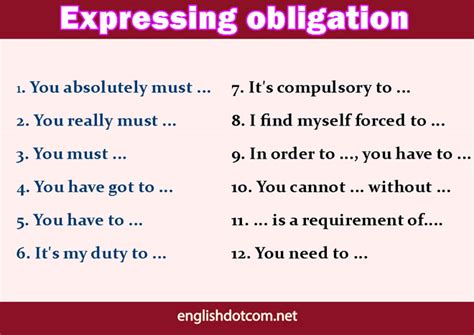 If an obligation is not met, the legal system often provides recourse for the injured party. Expressing obligation: Simple definitions and good examples