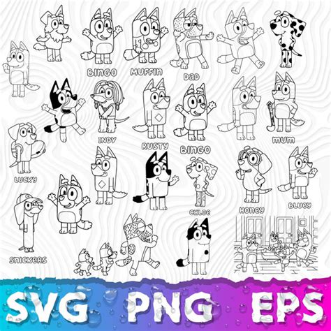 Bluey Outline Svg Bluey And Bingo Outline Coloring Pages B Inspire