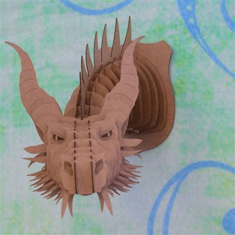 Dragon In Brown Cardboard Dragon Cardboard Art Cardboard Dragon Head