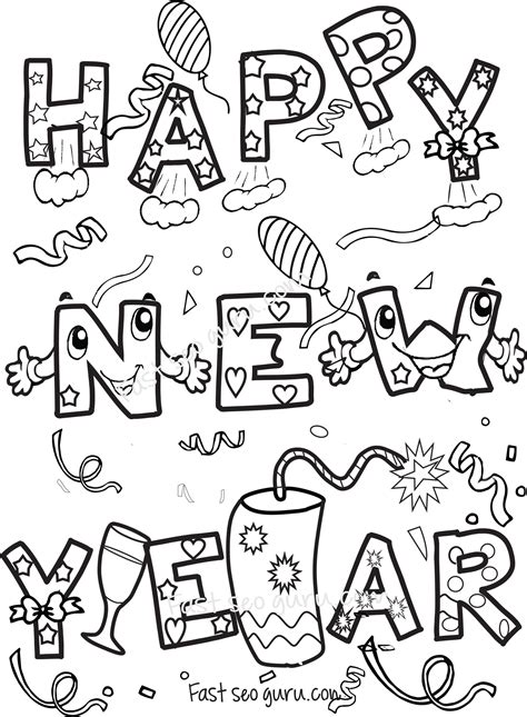 Happy New Year Coloring Sheets For Kids