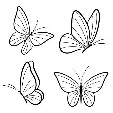 Éléments De Papillon De Vecteur Silhouettes De Papillon Vecteur Premium