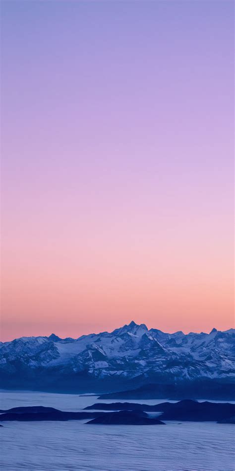 Download Wallpaper 1080x2160 Sunset Clean Skyline Mountains Range