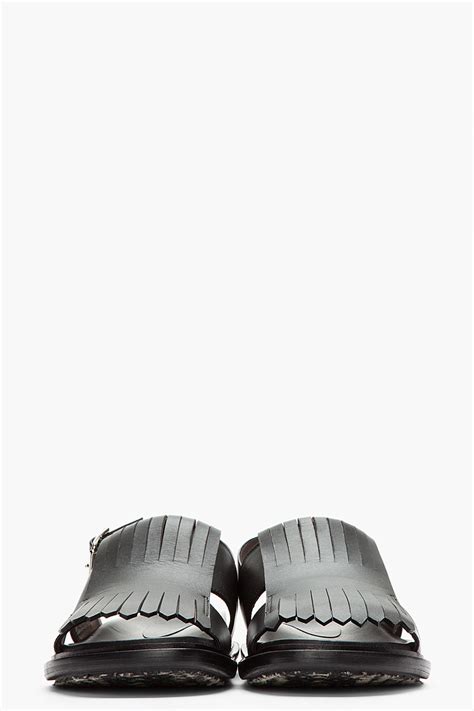 Lyst Marni Fringed Leather Sandals In Black For Men