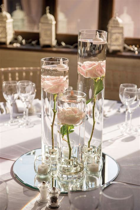 These Glass Mirror And Rose Table Centres Scream Contemporary Romance From Louise And Mark S