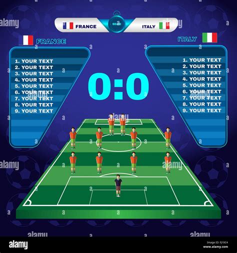 Football Soccer Match Statistics Scoreboard With Players And Match