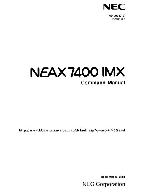 Nec Neax 7400 Imx Command Manual Pdf Download Manualslib