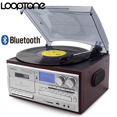 LoopTone 3 Speed Bluetooth Vinyl Record Player Vintage Turntable CD ...