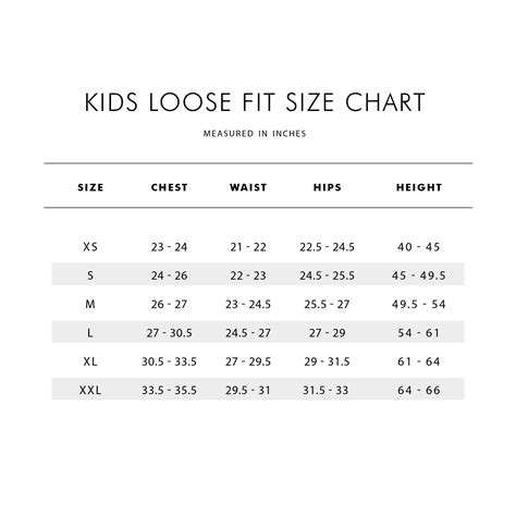 Youth Shirt Sizes Chart By Age