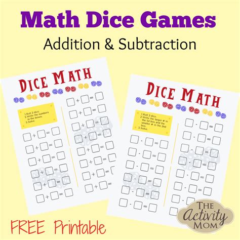 Math Dice Games For Kids The Activity Mom