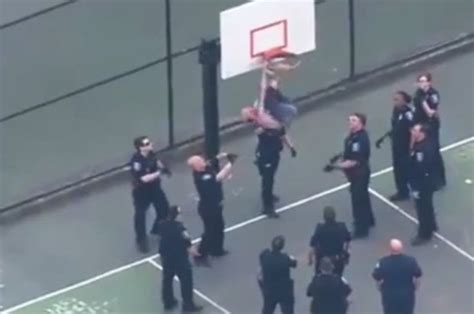 Basketball Hoop Trap Caught Wedge Video Shirtless Half Naked Seattle