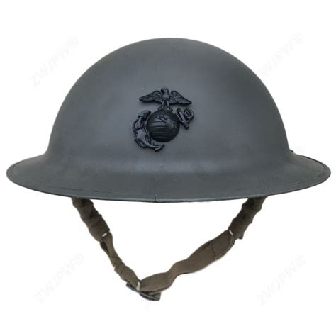 Us Ww1 M1917 Helmet Zc49 With Ww1 Usmc Badge Gray Review Wwi Helmet