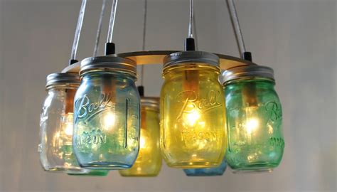 Mason Jar Chandelier Sea Glass Mason Jar Lighting Fixture Etsy