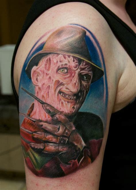 Awesome Grey Ink Freddy Krueger Tattoo On Side Rib