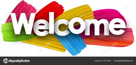 Welcome Poster Colorful Watercolor Brush Strokes Vector Paper