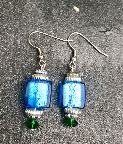 Blue And Green Earrings Green Earrings Drop Earrings Adornment Blue