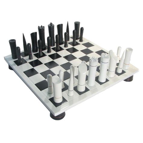 Black White Modern Style Chess Set Chess Set Modern Style Chess Board