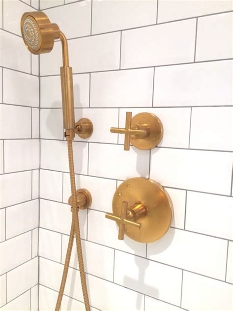 So it has to go. Gold Shower Kit - Transitional - Bathroom - Erin Gates Design