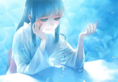 Anime Water Girl Blue Eyes Hair Long Beautiful Wallpaper 1440x1005