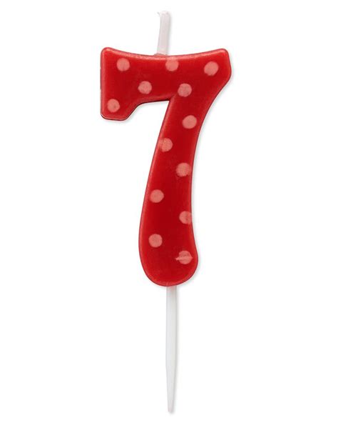 Numbered Candles Birthday Red Polka Dots Number 7 Birthday Candle 1