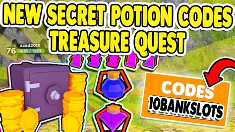 Roblox treasure quest codes are an easy and free way to gain rewards in treasure quest. ROBLOX TREASURE QUEST CODES *UPDATE 21* NEW SECRET POTION CODES TREASURE QUEST ROBLOX - YouTube