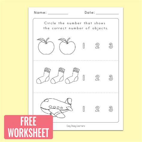 Counting To 3 Worksheets Kindergarten Worksheets Easy Peasy Learners