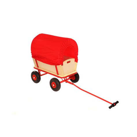 Childrens Kids Pull Along Toy Wagon Cart Trolley With Canopy £5299