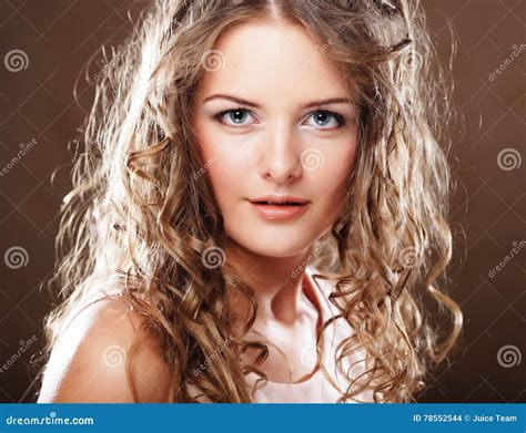 Image Of Beautiful Young Woman With Curly Hair Stock Photo Image Of