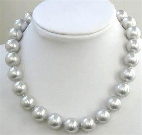 Long 18 12mm South Sea Gray Shell Pearl Round Beads Necklace AAA Bead