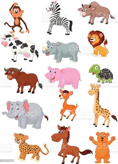 Wild Animal Cartoon Collection Stock Illustration