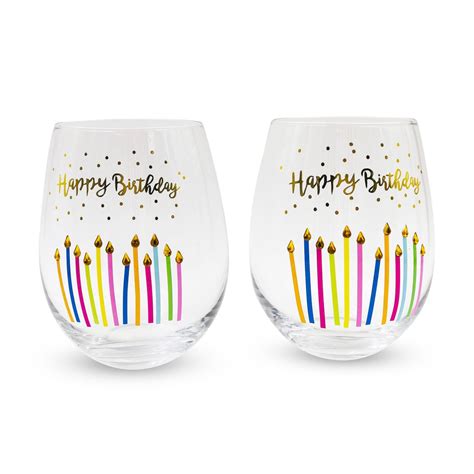 Happy Birthday Wine Glasses Set Of 2 Birthday Ts For Etsy