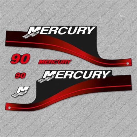 Mercury 90hp Elpto Two Stroke 1999 2006 Outboard Engine Decals Red