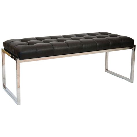 black leather tufted bench at 1stdibs