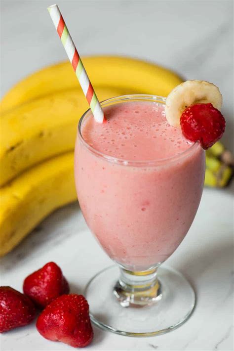 Healthy Strawberry Banana Smoothie Recipe With Almond Milk Banana Poster