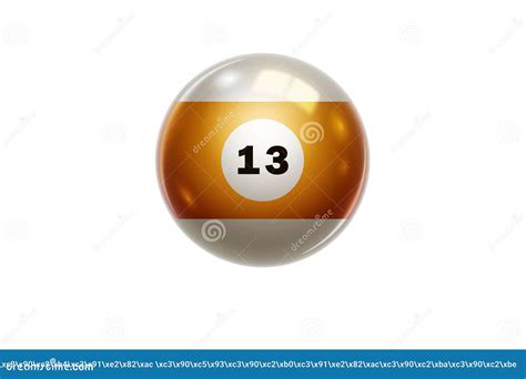 Billiards Orange Ball With Number 13 Thirteen Isolated On White