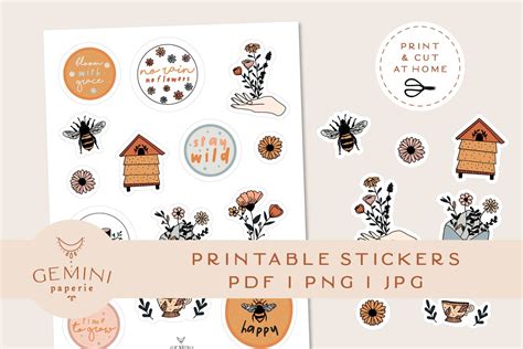 Botanical Printable Stickers Cricut Design Sticker Sheet 898166