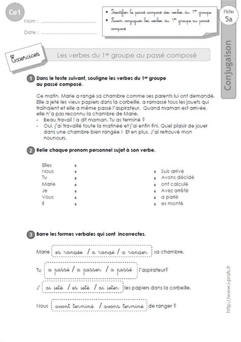 Voici une fiche d'exercices sur le passé simple pour vos élèves de cm1. Le passé composé cm1 exercices a imprimer - Ti bank