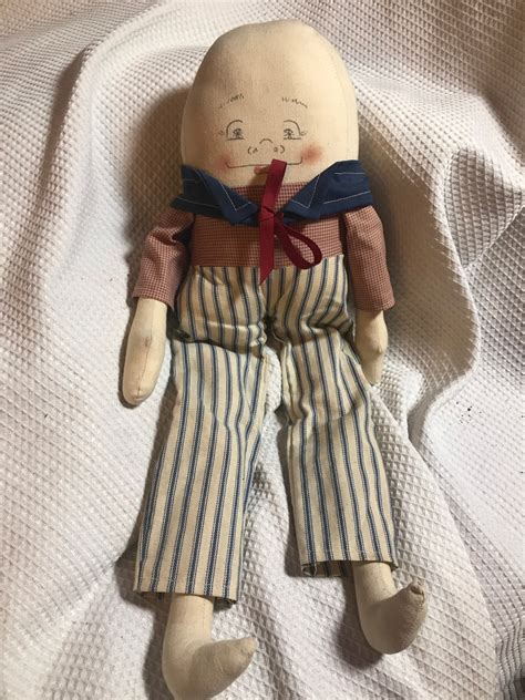 vintage folk art cloth humpty dumpty doll w hand sewn outfit etsy