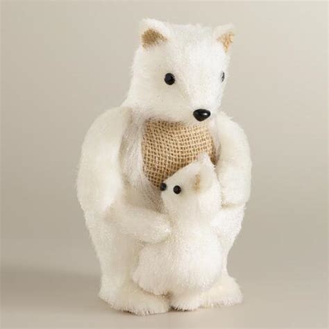 White Fabric Polar Bear With Baby World Market